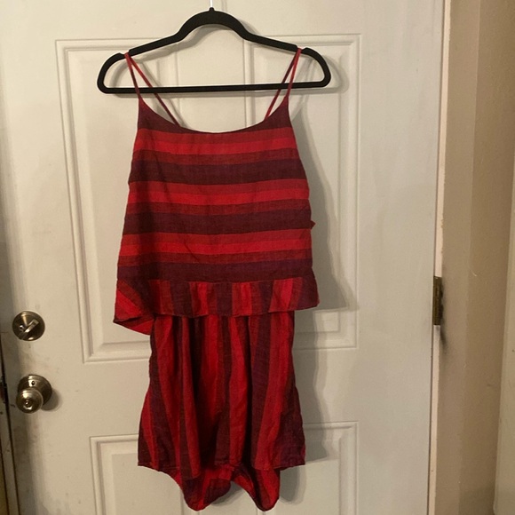 Anthropologie Amadi Melia Striped Linen Shorts Romper Jumper - Picture 5 of 14